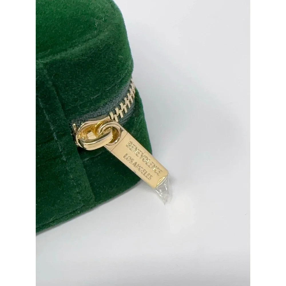 NEW Benevolence Square Travel Jewelry Organizer Box with Mirror‎ Green Velvet